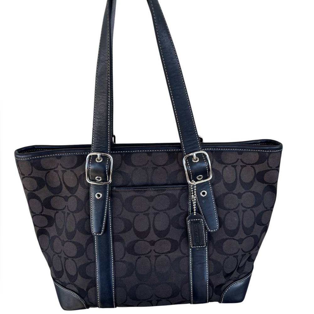 Vintage Coach Black Signature Tote Bag